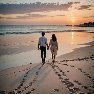 Couple soleil couchant